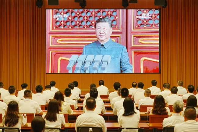 铭记历史 砥砺前行——公司组织观看纪念中国人民抗日战争暨世界反法西斯战争胜利80周年大会现场直播